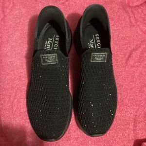 Skechers Black Sparkle Slip-On Sneakers